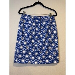 Boden Blue White Star Wave Print Mini Skirt with Pockets US 4L UK 8L